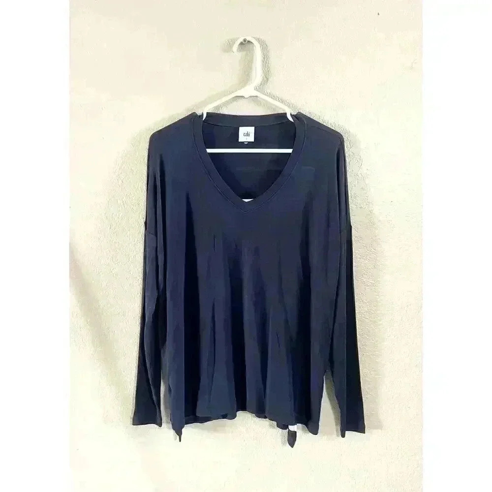 Cabi 5742‎ Navy Blue Stripe Lighthouse Tunic Top Side Slit Long Sleeve Size S